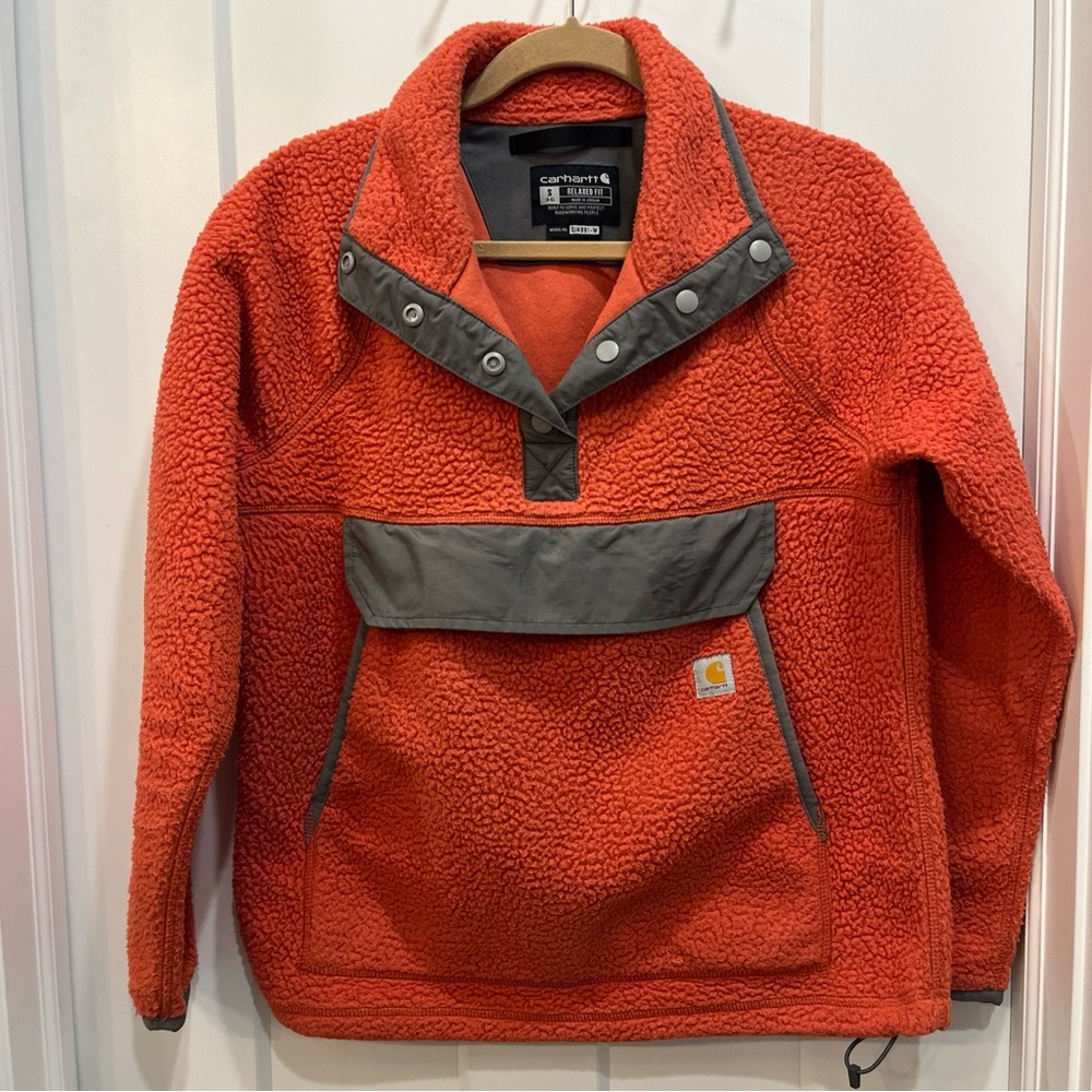 Carhartt Fleece Pullover Sherpa Snap Front Orange‎ 0J4991-W Women’s Size S (4-6)